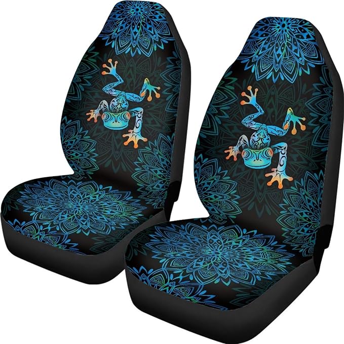 Car Seat Covers Front Seats Only Bucket Seat Protector Universal Fit Most Truck SUV Vans Aesthetic Car Accessories Automotive Interior Decor(2 Pack)（Frog 58）