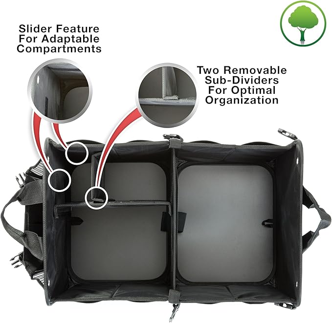 TRUNKCRATEPRO Save 15 per cent off bundle of 2 Collapsible Multi-Compartment Trunk Organizer Multi-Compartment storage for men and women (Black and Red)