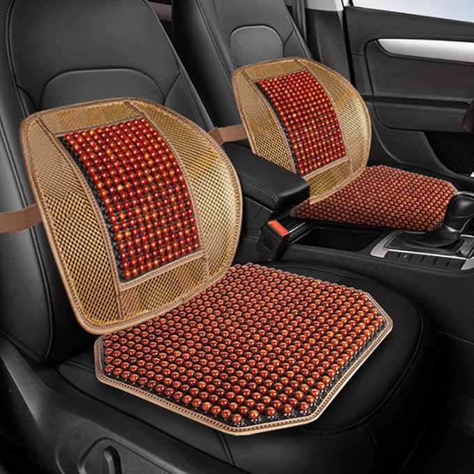 Car Beads Seat Cover Car Seat Cover Wooden Beads Summer Car Seat Cover Wooden Bead Cool Car Cushion Mat for Home Office Summer Chair Cushion.