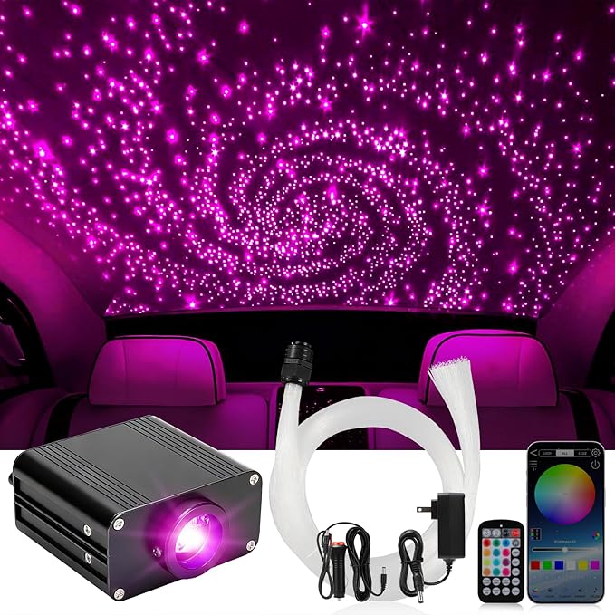 Starlight Headliner Kit, Twinkle Star Lights for Car Decor 500pcs*0.03in*9.8ft/3m, Fiber Optic Star Ceiling Lights APP/Remote Control for Car Roof Home Ceiling