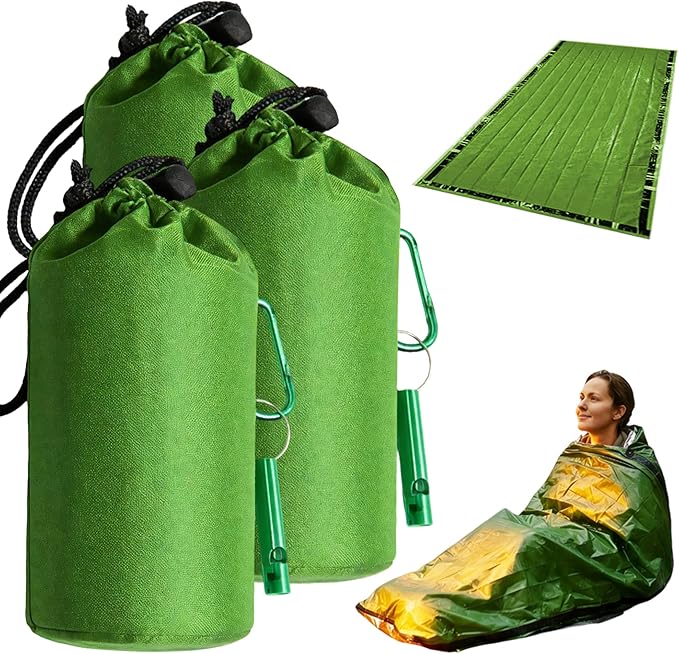 2026 New Blanket, Emergency Sleeping Bag for Survival, Blanket with Emergency Whistle Waterproof, Compact Lightweight, Emergency Mat for Survival Kit Car Camping Gear Hiking Go (Orange*3)