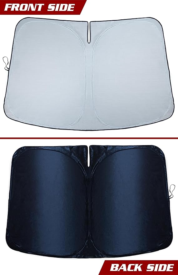 Magnelex Tesla Windshield Sun Shade for Model 3 and Model Y 2017-2026 - Reflective 240T Material Sun Shade with Mirror Cut-Out | Foldable Sunshade