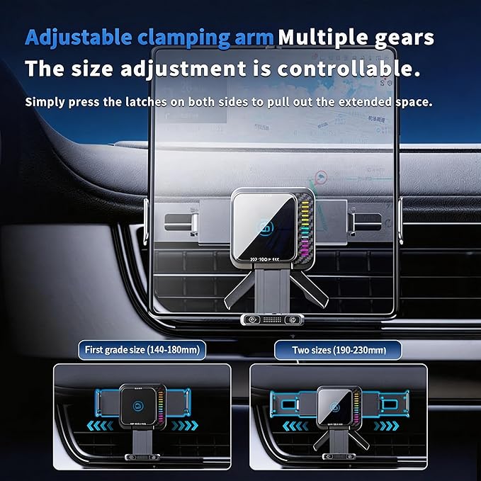 Wireless Car Charger, 15W Wireless Charging & 66W Type-C Fast Charging, Car Phone Holder Mount for iPhone 17/16/15/14/13, iPads, Samsung Galaxy Z Fold/Flip, S25/S24/S23, Google Phone