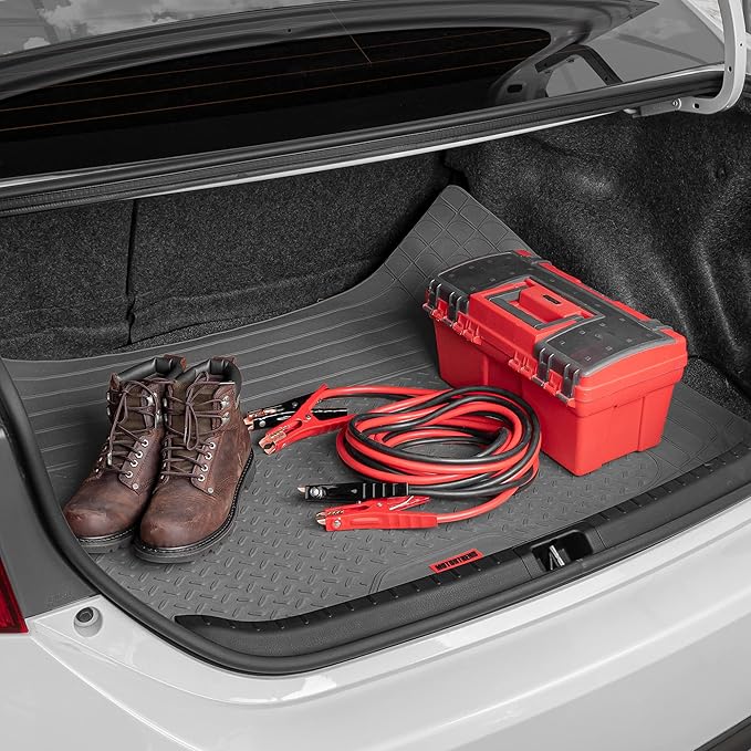Motor Trend FlexTough™ Contour Heavy Duty Rubber Car Floor Mats with Cargo Liner - All Weather Full Set Front & Rear Floor Mats fits Most Cars Truck SUV, Automotive Floor Mat