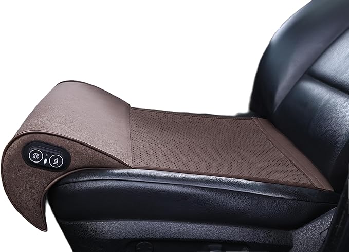 JUPENG Car Seat Leg Extender with Heat & Massage, USB Powered Multi-Level Memory Foam Under Thigh Leg Support Cushion for Driver Seat, Office Chair & Travel, Universal Comfort Pad(Brown)