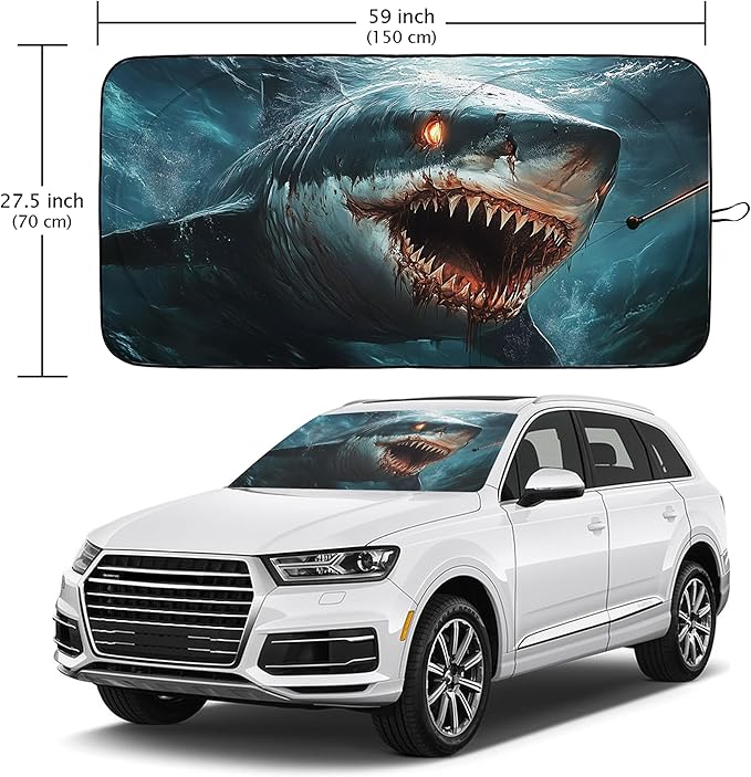 Big Fish Car Windshield Sun Shade Foldable Sunshade Front Window Cover Sun Visor Protector Accessories (59x27.5 inches)
