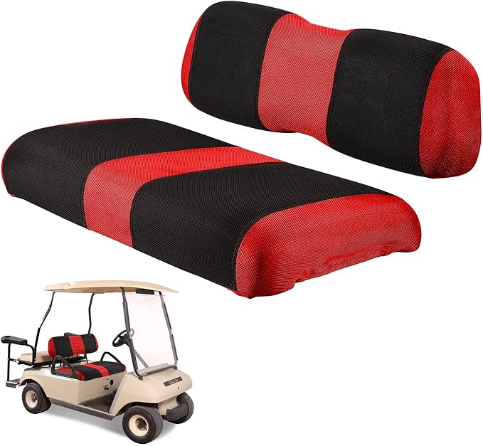 Golf Cart seat Covers for Club Car DS, Golf cart Washable Seat Cover Front with Back, Breathable Air Polyester Mesh Cloth, Cool in Summer and Warm in Winter