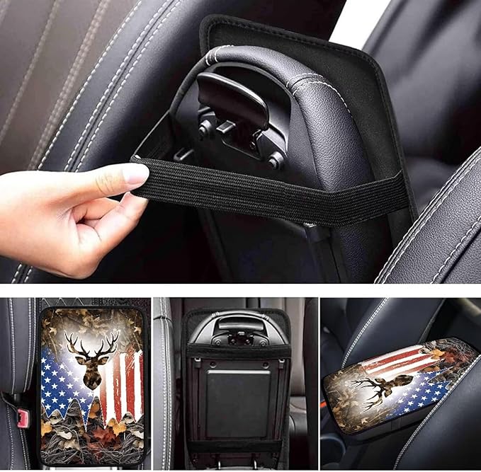 American Elk Vehicle Armrest Covers Armrest Seat Box Cover Protector Middle Storage Organizer Pad Aesthetic Interior Decor