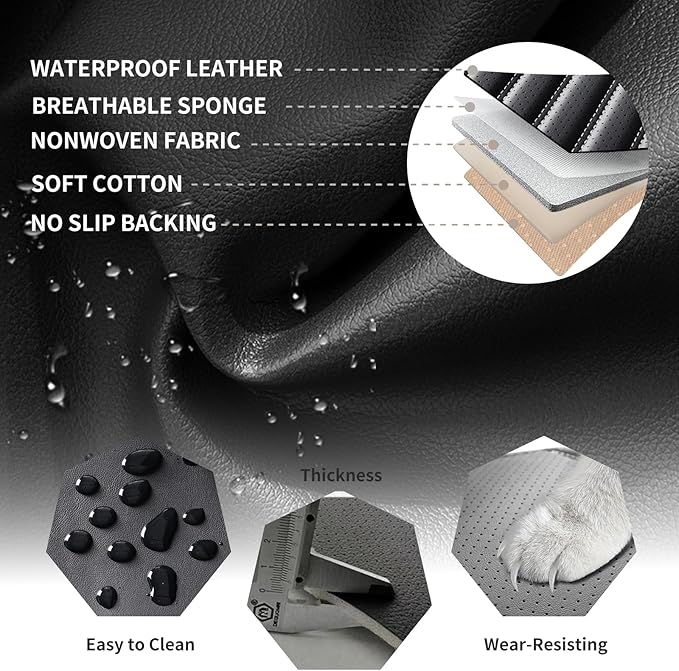 Car Seat Covers Full Set Fit for Toyota 4Runner 2001-2026, Premium Faux Leather Car Seat Protector, Breathable, Anti-Slip, Comfortable & Durable (Black&White,Full Set)