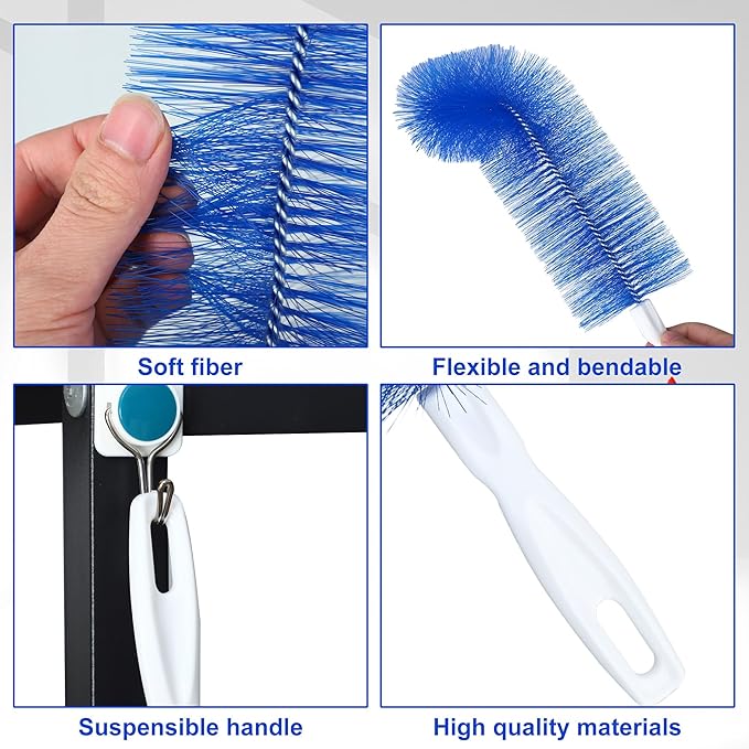 Fan Cleaner Brush Bendable Fans Duster Reusable Dust Remover Plastic Dust Cleaner Flexible Microfiber Head Ceiling Brush for Fans Air Conditioning Home Car Vents Curtain Box Fan Shutters, 3 Pcs