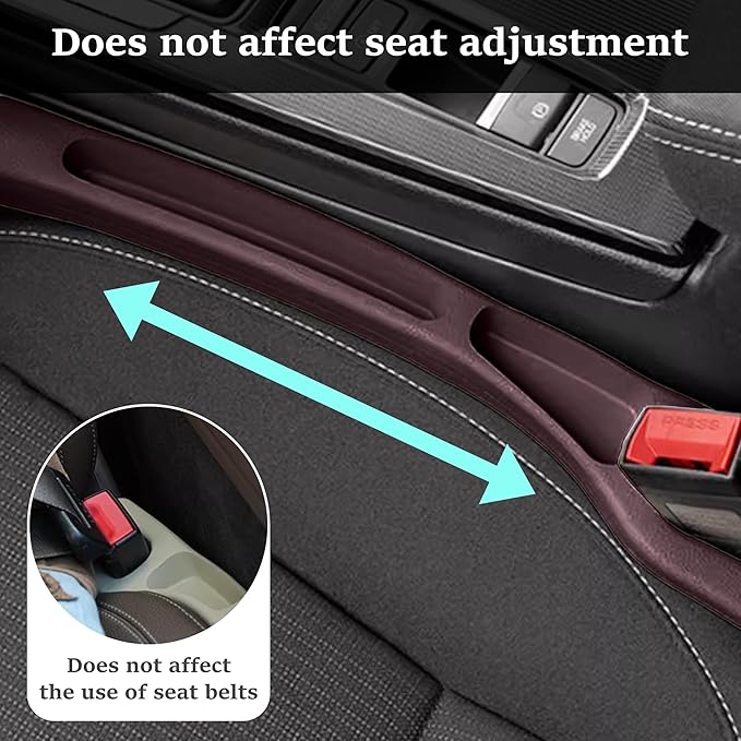 2PCS Car Seat Gap Filler Organizer, Multifunctional Car Gap Filler with Fill and Storage Function for Storing Phones Keys Cards, Universal No Drop Seat Guard for Cars (Red)