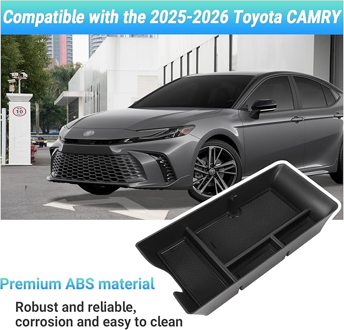 Center Console Organizer Compatible with 2025-2026 Toyota Camry Accessories, Armrest Storage Box Glove Organizer Tray Secondary Insert with Coin and Sunglasses Holder