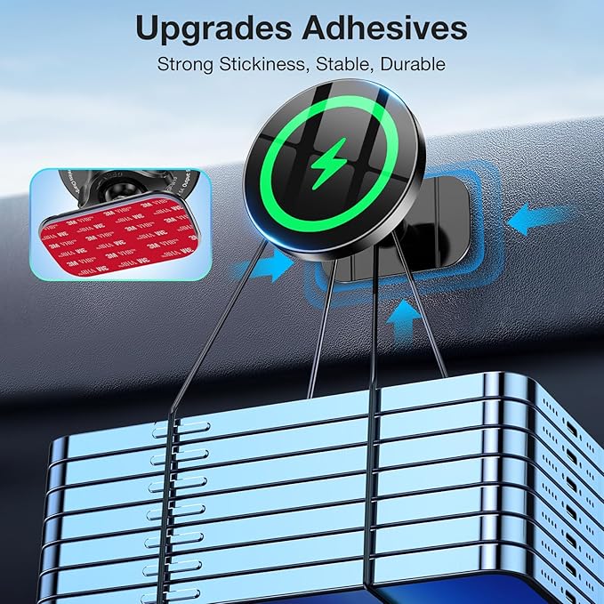 Coolpow for Magsafe Car Mount Charger【100% Stable】 15W Magsafe Car Charger Magnetic Phone Holders for Your Car Accessories for Women Men Gifts for Mothers Day Wireless Car Charger for iPhone 17 16 15
