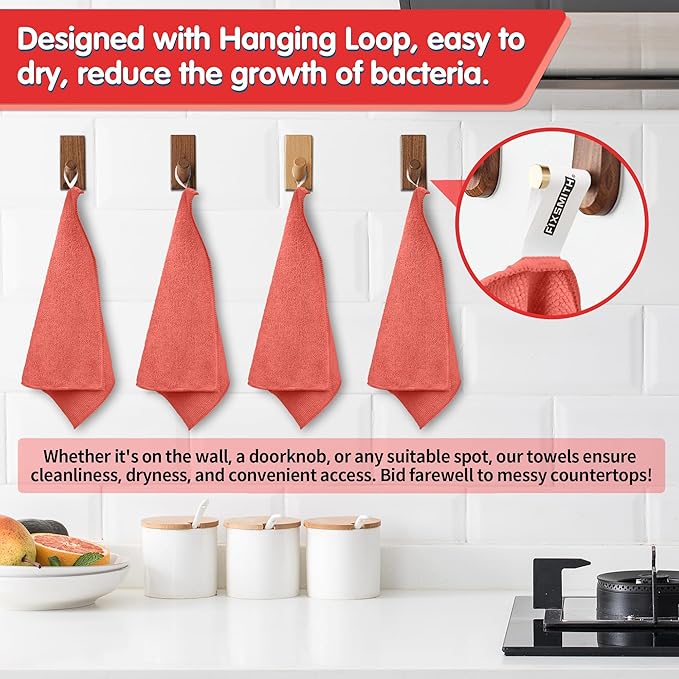 FIXSMITH Red Microfiber Cleaning Cloth -Pack of 8, Highly Absorbent Cleaning Rags, 16"X12" All Purpose Cleaning Towels for Housekeeping, Kitchen, Car, Lint Free and Reusable Microfiber Towels