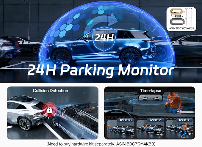 Pelsee P12 Pro 4K Mirror Dash Cam w/ADAS and BSD, 5.8GHz WiFi 20MB/s Download, Rear View Mirror Camera 4K Front and 1080P Rear, Voice Control, GPS, Color Night Vision, 12" Touch Screen,32G Memory Card