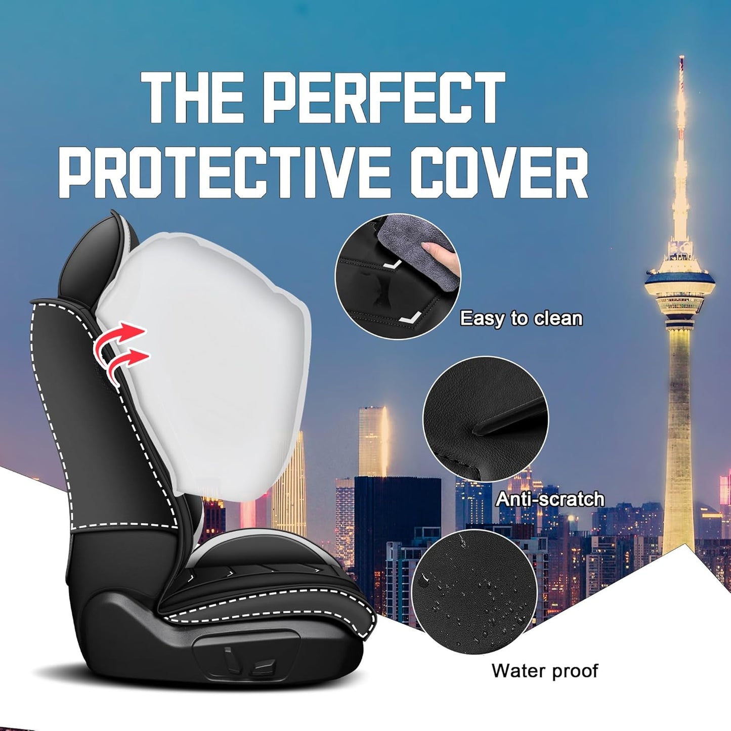 Car Seat Covers for Chrysler Pacifica 2004-2025, Stylish Sport Seat Cover, Premium Nappa Leather Car Seat Cover. Automobile Seat Covers Sets.(Standard 5 Seats/Black White)
