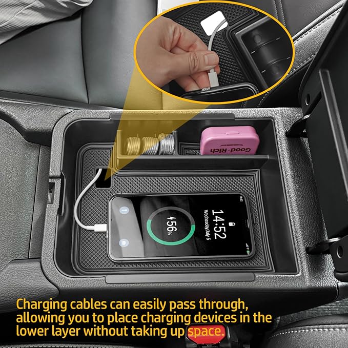 Center Console Organizer Tray Compatible with Nissan Sentra 2020 2021 2022 2023 2024 2025 Accessories, Middle Console Organizer for 2020-2025 Sentra Armrest Storage Box Coin Holder, black trim