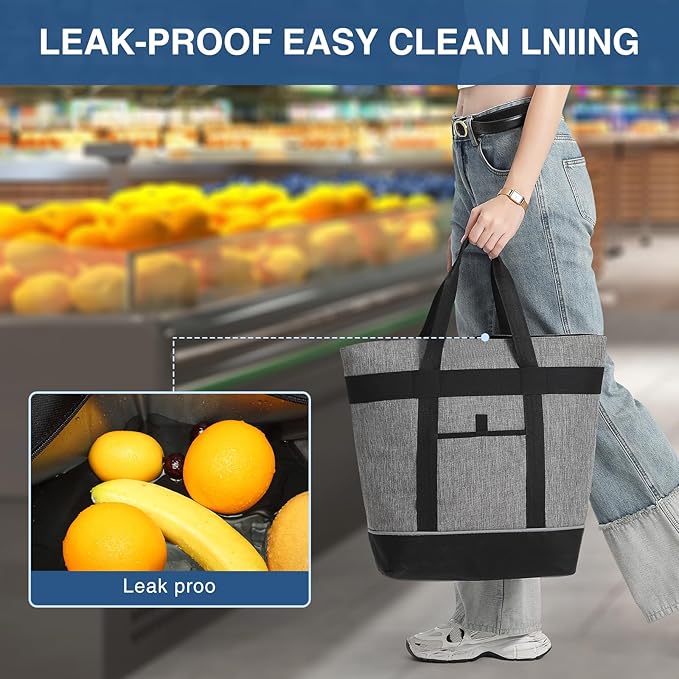 Insulated Cooler Bag Reusable Grocery Tote Bags Transport Large Lunch Box for Women