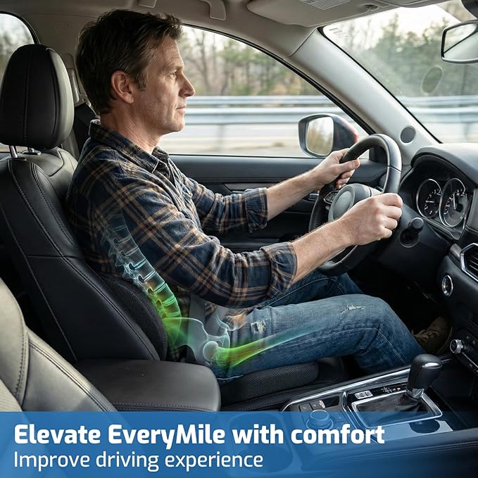 Ergonomic Seat Cushion,Office Chair Cushion with Lumbar Support Pillow,Memory Foam Car Seat Cushions,Designed for Sciatica, Tailbone,Back Pain,Back Cushion for Office,Car,Home Desk Chair