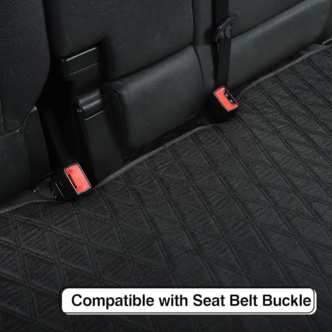 Leader Accessories Universal Black Faux Linen Rear Car Seat Cover Size M - Bench Seats Protector for Most Vehicles Cars Truck SUV - Bottom Auto Seat Cushion Pad Mat with Anti Slip Back