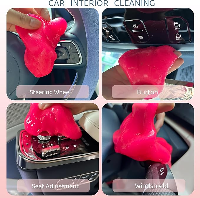 3-Pack Car Cleaning Gels Car Interior Cleaner Putty Slime Auto Detailing Tools Universal Dust Removal Cleaning Kit for Car Accessories Vents 3C Office Scented Rose