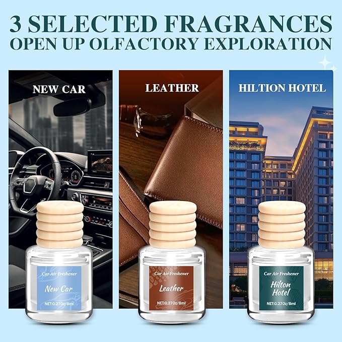 6 Pack Premium Car Air Freshener, Long Lasting Luxury Diffuser Set, Hanging Executive Vehicle Interior Decor Scent Unisex