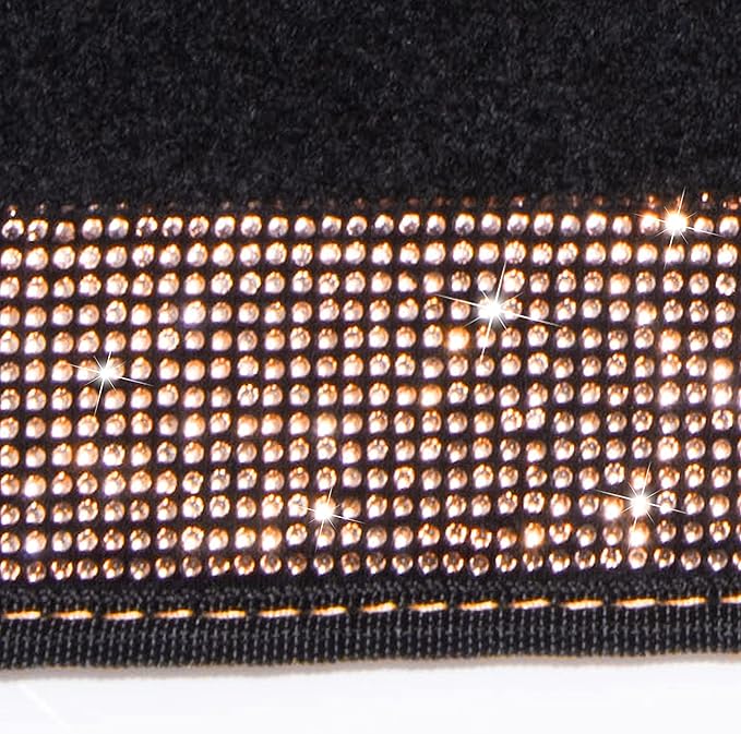 CAR PASS Bling Rhinestone Diamond Car Floor Mat, Crystal Sparkly Shining Glitter Carpet Waterproof Anti-Slip PVC Heel Pad, Universal for Interior Auto SUV,Sedan,Van,4pcs Girl Women Men, Champagne Gold