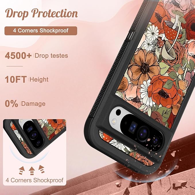 for Google Pixel 9 Pro XL Case - Compatible with MagSafe Women Cute Girls Magnetic Protective Cover Girly Kawaii Mushroom Design Heavy Duty Shockproof Phone Case for Pixel 9 Pro XL 6.8"