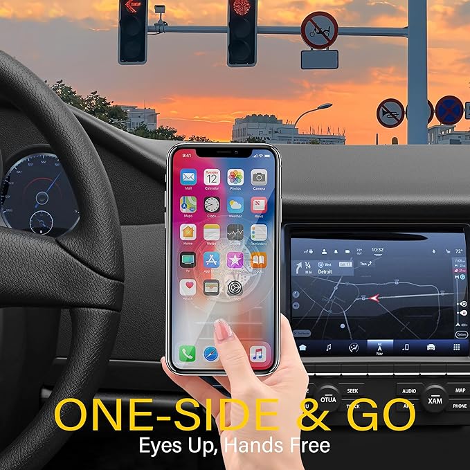Magnetic Car Phone Holder, N55 Strong Magnets, 360° Rotation Dashboard Magnetic Phone Holder for Car, Folding Car Magnet Phone Mount for iPhone 16 15 14 13 Pro Max (Round-4)