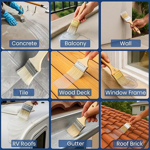 Clear Waterproof Sealant – Water-Based Transparent Waterproof Coating Acrylic Paste for Leakage for Roofs, Walls, Windows, Bathroom, Wood, Concrete, Tile, Metal, Indoor & Outdoor, Non-Toxic, 35oz, 1KG