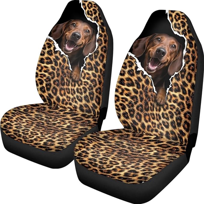 BIGCARJOB Leopard Print Car Seat Cover Full Set Universal Car Interior Accessories Set Car Front Seat Covers Auto Interior Seat Protector Saddle Blanket for Women
