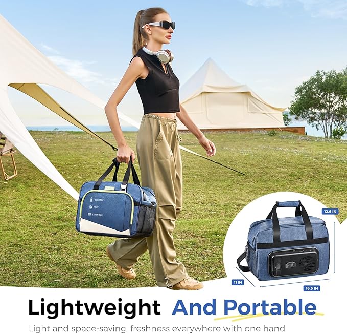Electric Portable Cooler Plug in 12V Car Cooler Bag, Warmer Bag for Vehicle, DC Power Cord,25L Insulated Lunch Bag for Family Outings, Grocery,Camping,Truck Drivers,All Season ﻿