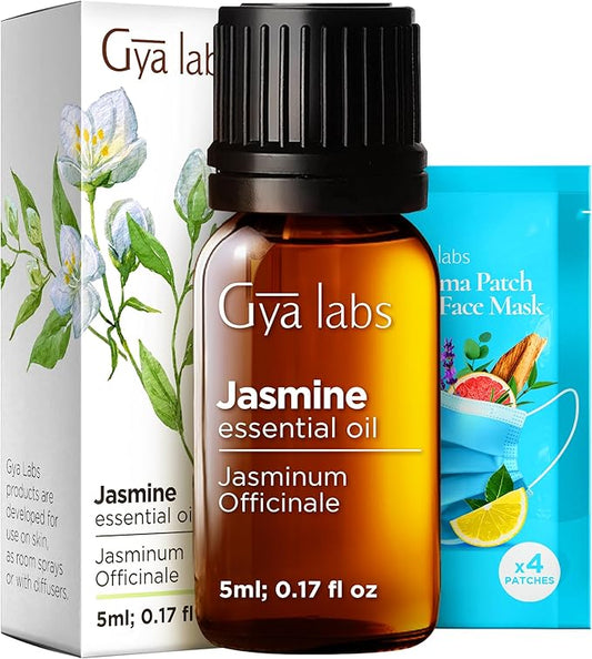100% Pure Jasmine Essential Oil - 0.17 Fl Oz - Jasmine Oil for Hair, Skin, Diffuser, Aromatherapy & DIY Candle Making Scent