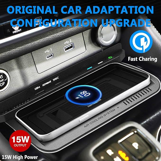 Wireless Car Charger for Nissan Rogue 2021-2023, New Upgrades Interior, 15W Fast Phone Charging Pad with 27W USB & Type-C Port for Any Qi Smartphone