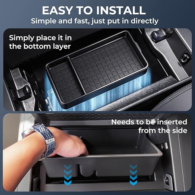 Center Console Organizer Storage Box & Armrest Bottom Mat for Toyota RAV4 2026, Interior Accessories Armrest Insert Tray Storage Box for 2026 RAV 4, Black