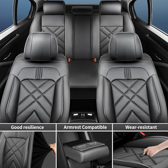 CX-5 Car Seat Covers Custom Fit for Mazda CX-5 2013-2025 2026, Full Coverage Leather Waterproof Breathable Seat Covers, Automotive Seat Protectors, Airbag Compatible(2 Front Seats, Red & Black)