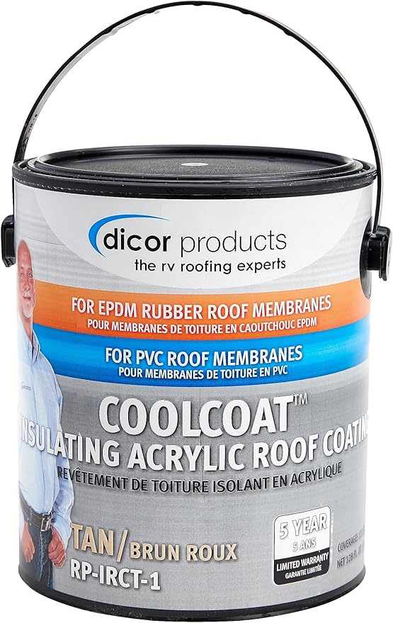 Dicor RP-IRCT-1 CoolCoat Insulating EPDM Roof Coating - Tan, 1 Gallon Can