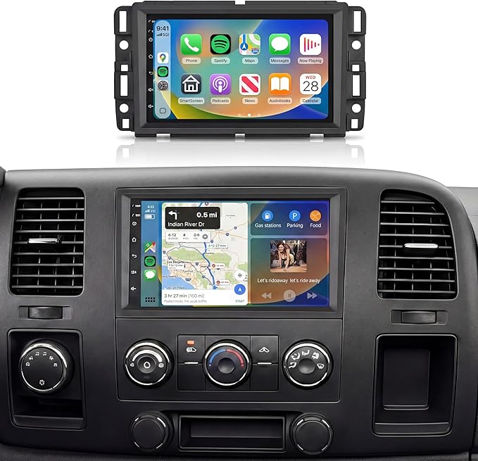 4G+64G Car Radio Stereo for Chevy Silverado GMC Sierra Yukon 2007-2013, 7inch IPS Touch Screen/Android 15/Wireless CarPlay/Android Auto/DSP/GPS/WiFi/5.0Bluetooth/SWC/AHD Backup Camera