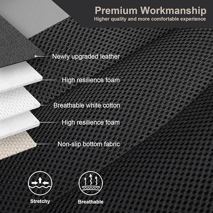 GIANT PANDA 2-Pack Front 3D Air Mesh Car Seat Covers Custom Fit Dodge Ram 1500 2500 3500 Trucks Seat Protectors with Composite Sponge Inside Breathable Automotive Interior Covers(Grey/Gray)