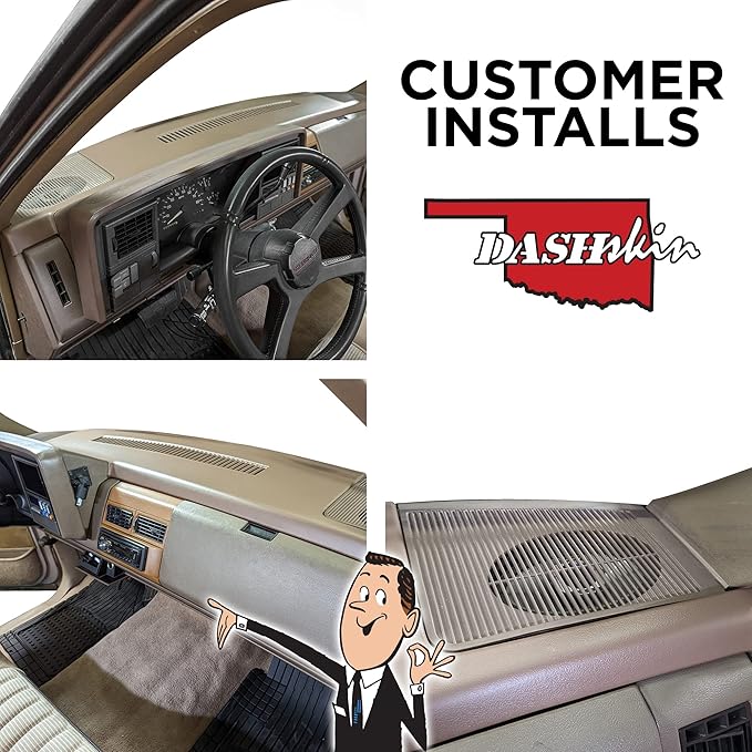 DashSkin Dash Cover Compatible with 1988-1994 C1500 C2500 C3500 K1500 K2500 K3500 Silverado Sierra Tahoe Yukon Suburban in Light Grey (AKA Warmer Grey) - Hard Molded Plastic Dashboard Cap