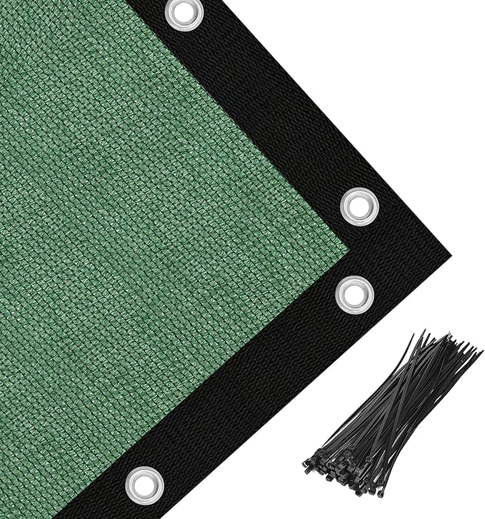 Amagenix 90% Pergola Shade Cover 14' X 16' Sun Shade Cloth with Grommets for Outdoor Garden Patio Porch, Commercial Grade 200 GSM - Cable Zip Ties Included (We Customized) GN108, Green