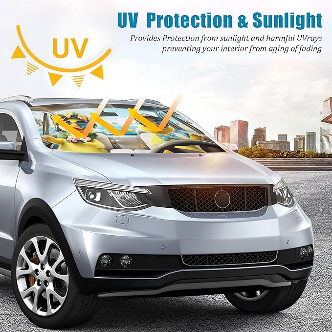 Ducks Car Windshield Sun Shade Foldable Sunshade Front Window Cover Sun Visor Protector Accessories (59x27.5 inches)