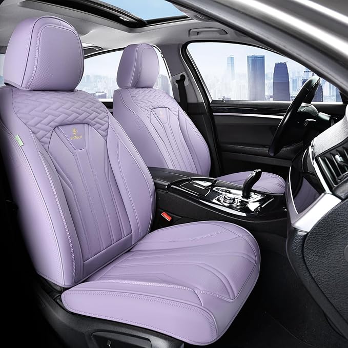 FLORICH Leather Seat Covers Full Set Purple Car Seat Cover Full Coverage Seat Covers Front Seats and Rear Waterproof Car Seat Cushion Protector Universal Fit for Most Cars Trucks SUVs
