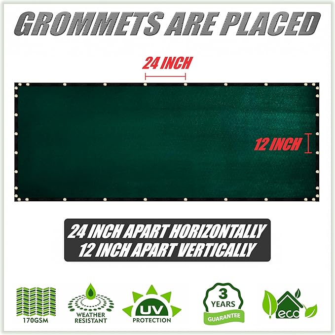 ColourTree 6' x 5' Black Fence Privacy Screen Windscreen Cover Fabric Shade Netting Mesh Cloth - Commercial Grade 170 GSM - Cable Zip Ties Included - We Make Custom Size