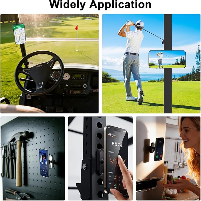 Magnetic N56 Golf Cart Phone Holder, Compatible with MagSafe iPhone 17/16/15/14/13 Pro/Max/Plus & Android, Fits EZGO Club Car Yamaha Icon, Golf Cart Accessories & Golf Gifts for Men, Women, Golfers