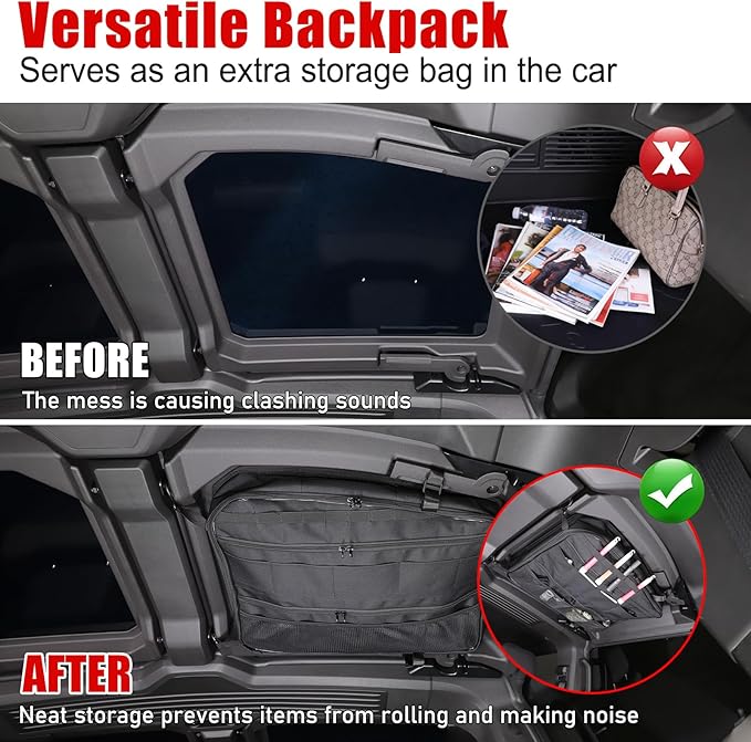 Roof Organizer Bag Storage for Hummer EV Accessories Sunroof Rooftop Panel Waterproof Foldable Heavy Duty Hardtop Cargo Carrier Bag Overhead for Hummer EV SUV Pickup 2022-2025 2026 (Front Roof-Left)