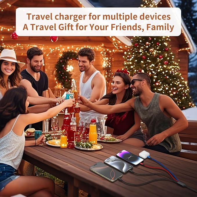 IDISON Travel 4 in 1 Multi Charging Cable with Dual IP/Type C/Micro USB, 2Packs 5FT Car Accessories iPhone Charger Cord for Multiple Devices, Universal USB Cable for iPhone17-8/iPads/Tablets and More