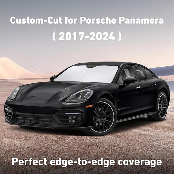 EcoNour Windshield Sunshade Compatible for Porsche Panamera 2017-2022 2023 2024, Sun Visor for Front Windshield & Window Sun Shade Cover, UV Heat Blocker & Protector, Car Accessories