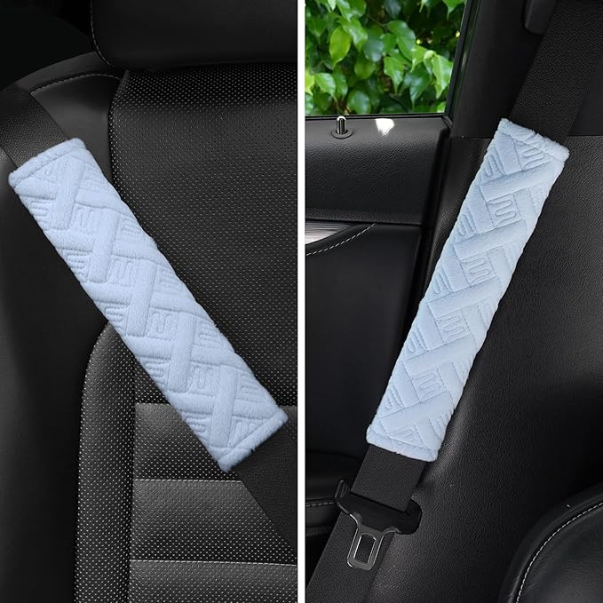 JUSTTOP 2-Pack Universal Car Shoulder Strap Pads Cover for A More Comfortable Driving, Shoulder Strap Covers Harness Pad for Car Interior Accessories(Pale Blue)
