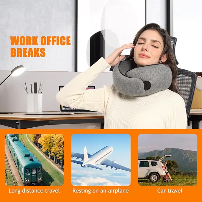 Travel Pillow Memory Foam Neck Pillow Support Pillow,Luxury Compact & Lightweight Quick Pack for Camping,Offices,Sleeping Rest Cushion,Portable Plane Accessories